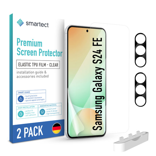 smartect TPU Schutzfolie Klar für Samsung Galaxy S24 FE, 2 x Front + 2 x Cam