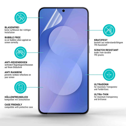 smartect TPU Schutzfolie Klar für Samsung Galaxy S25 FE, 2 x Front + 2 x Cam