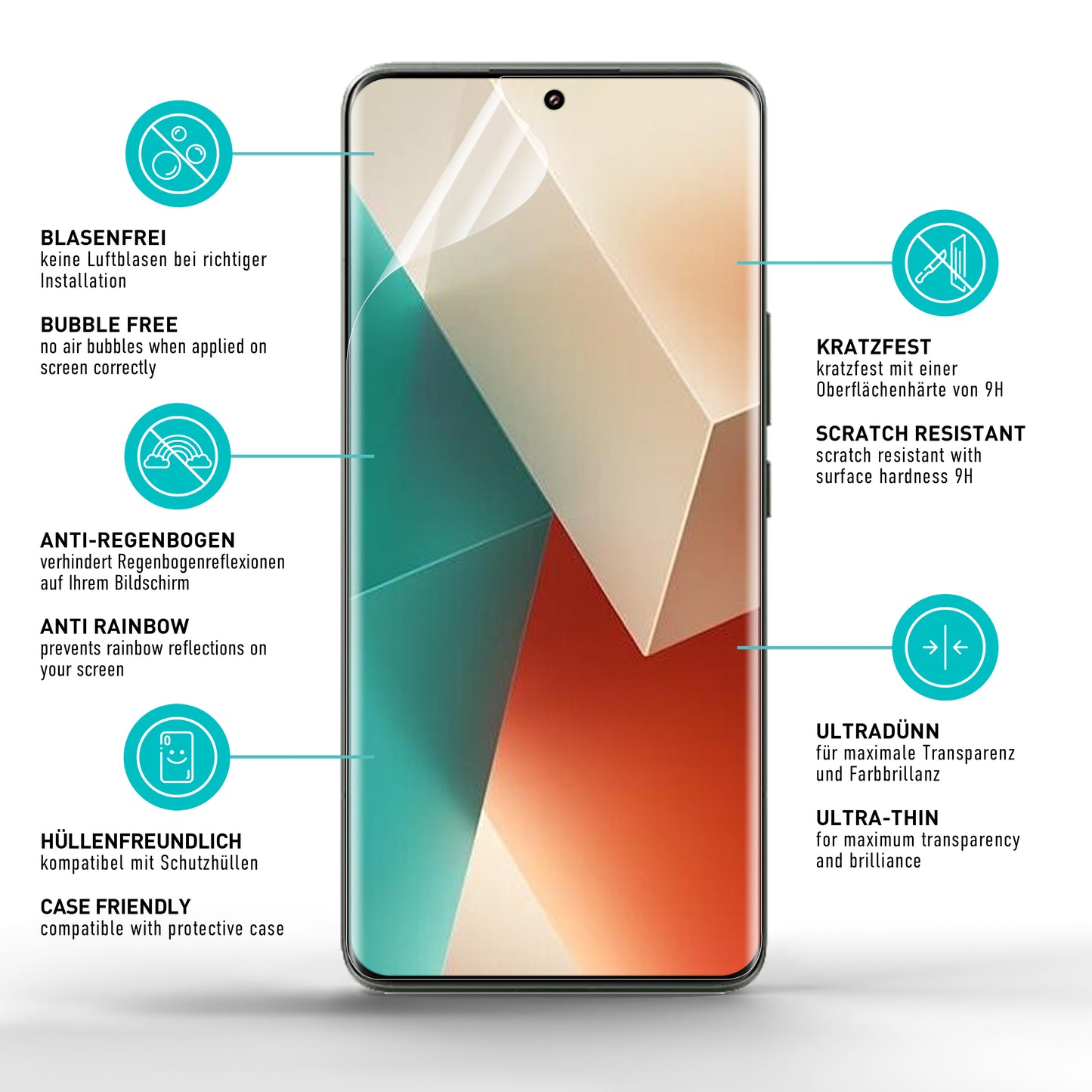 smartect TPU Schutzfolie Klar für Xiaomi Redmi Note 13 Pro+ 5G, 2 x Front + 2 x Cam