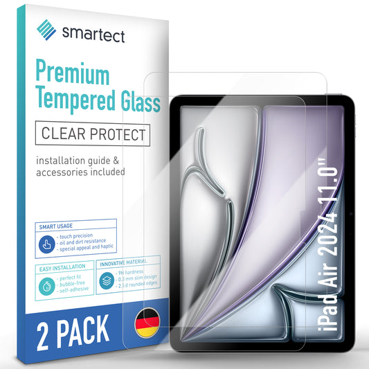 smartect Schutzglas Klar für iPad Air 2024 11.0", 2 Stück