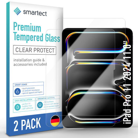 smartect Schutzglas Klar für iPad Pro 2024 11.0", 2 Stück