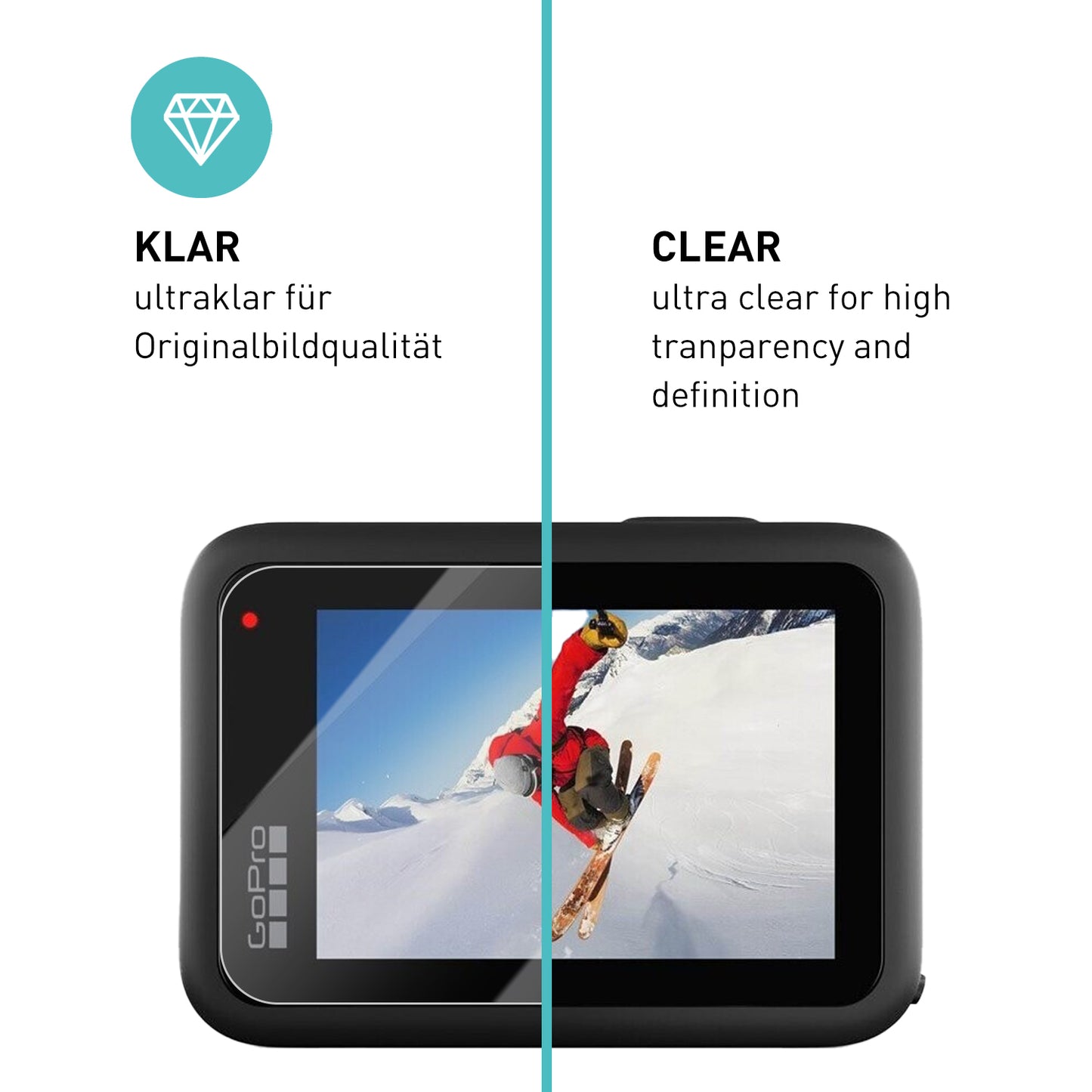 smartect Schutzglas Klar für GoPro Hero 12 / 11 / 10 / 9 Black, 2x Front + 2x Back + 2x Objectiv + Linsenkappe