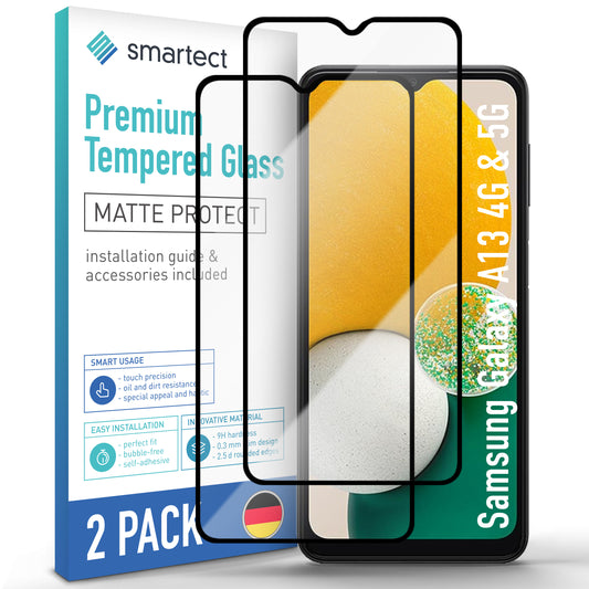 smartect Schutzglas Full Screen Matt für Samsung Galaxy A13 4G & 5G, 2 Stück