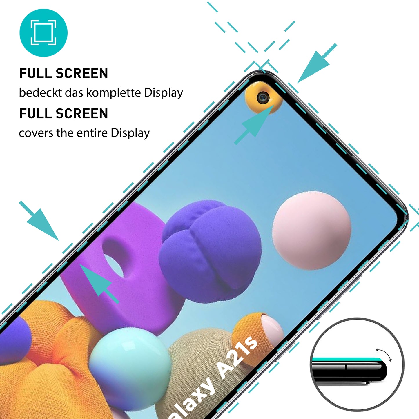 smartect Schutzglas Full Screen Matt für Samsung Galaxy A21s, 2 Stück