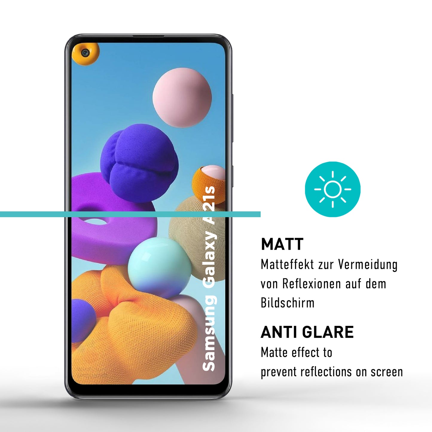 smartect Schutzglas Full Screen Matt für Samsung Galaxy A21s, 2 Stück