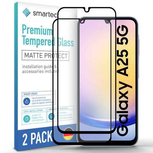 smartect Schutzglas Full Screen Matt für Samsung Galaxy A25 5G / A15 4G und 5G, 2 Stück