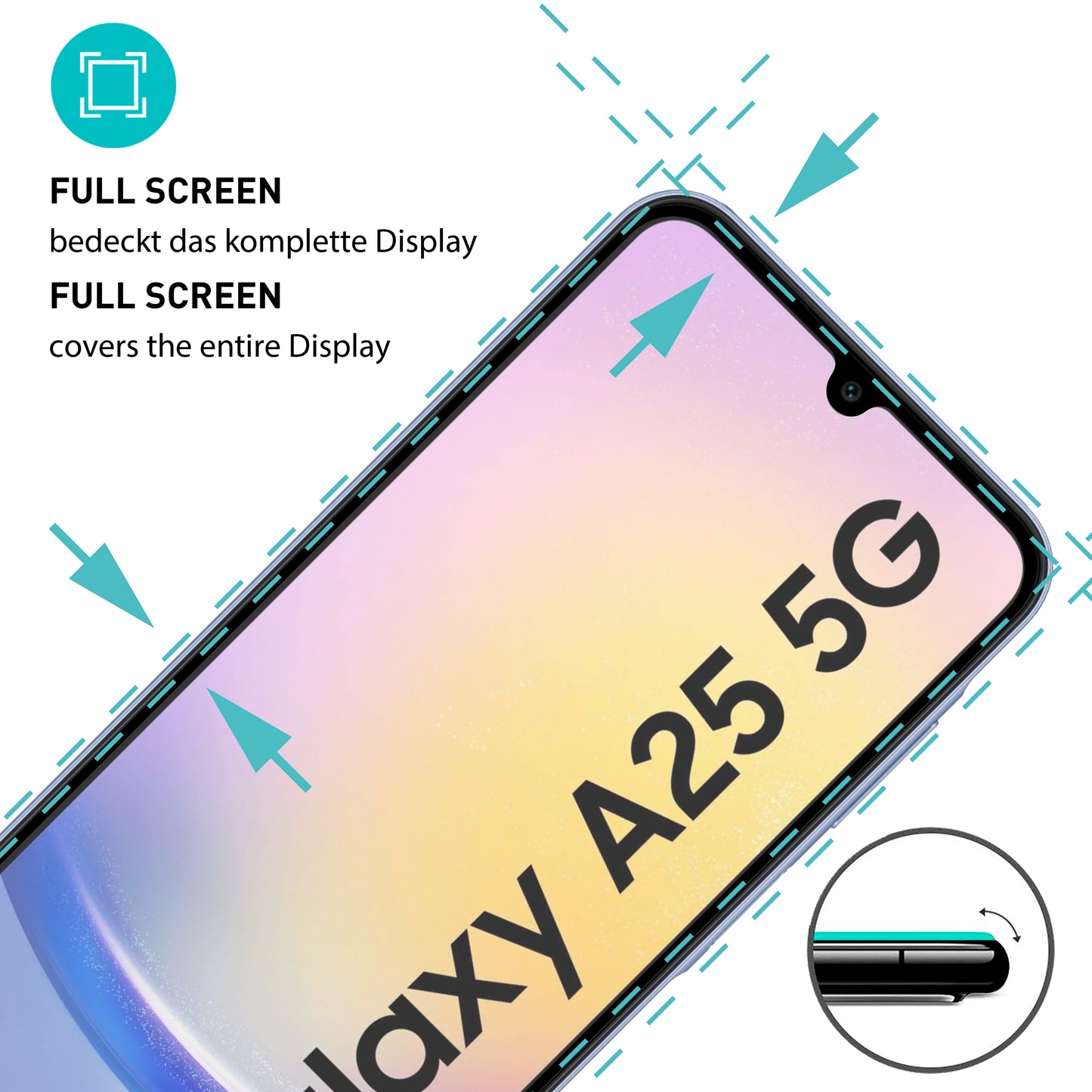 smartect Schutzglas Full Screen Matt für Samsung Galaxy A25 5G / A15 4G und 5G, 2 Stück