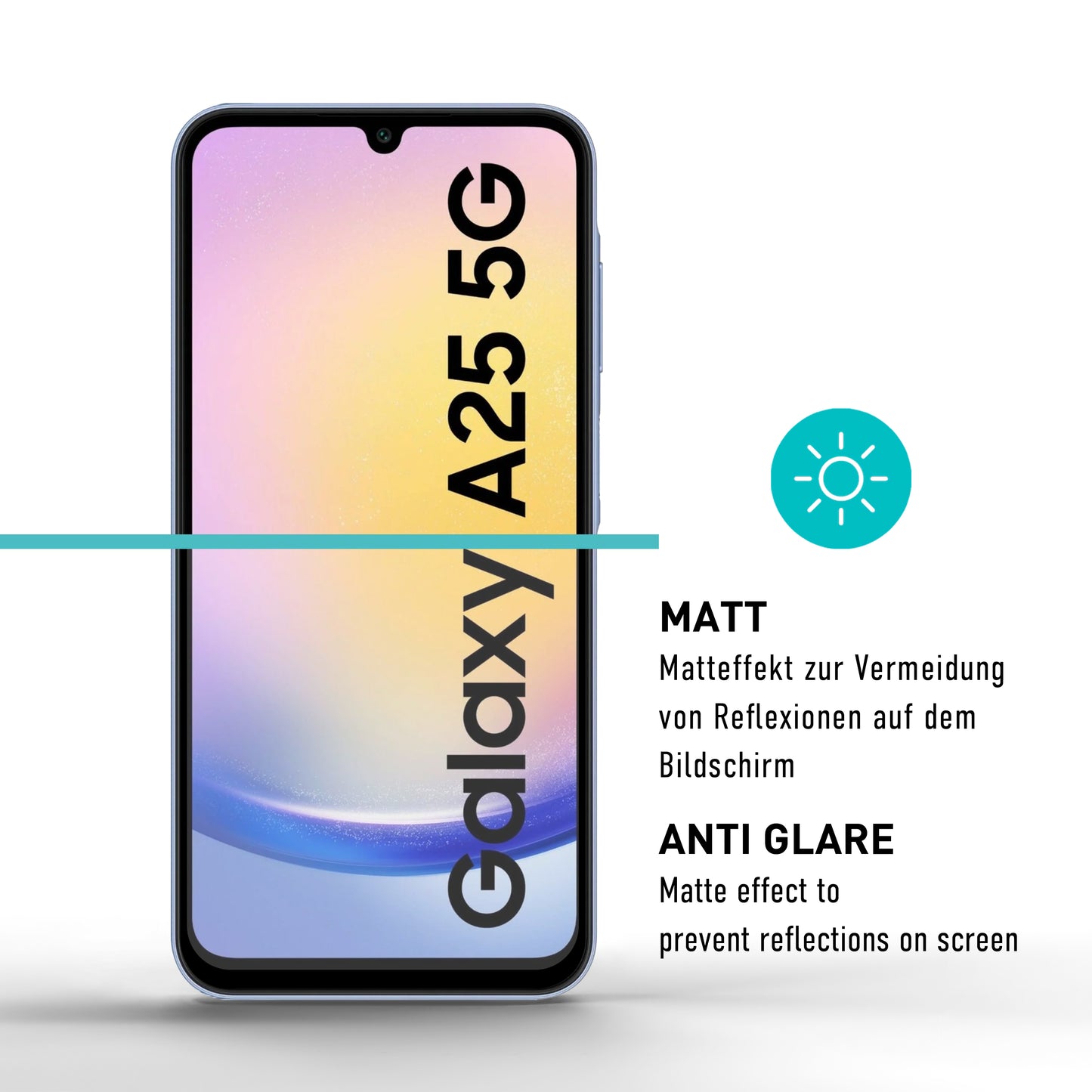smartect Schutzglas Full Screen Matt für Samsung Galaxy A25 5G / A15 4G und 5G, 2 Stück