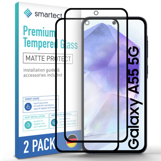 smartect Schutzglas Full Screen Matt für Samsung Galaxy A55 5G, 2 Stück