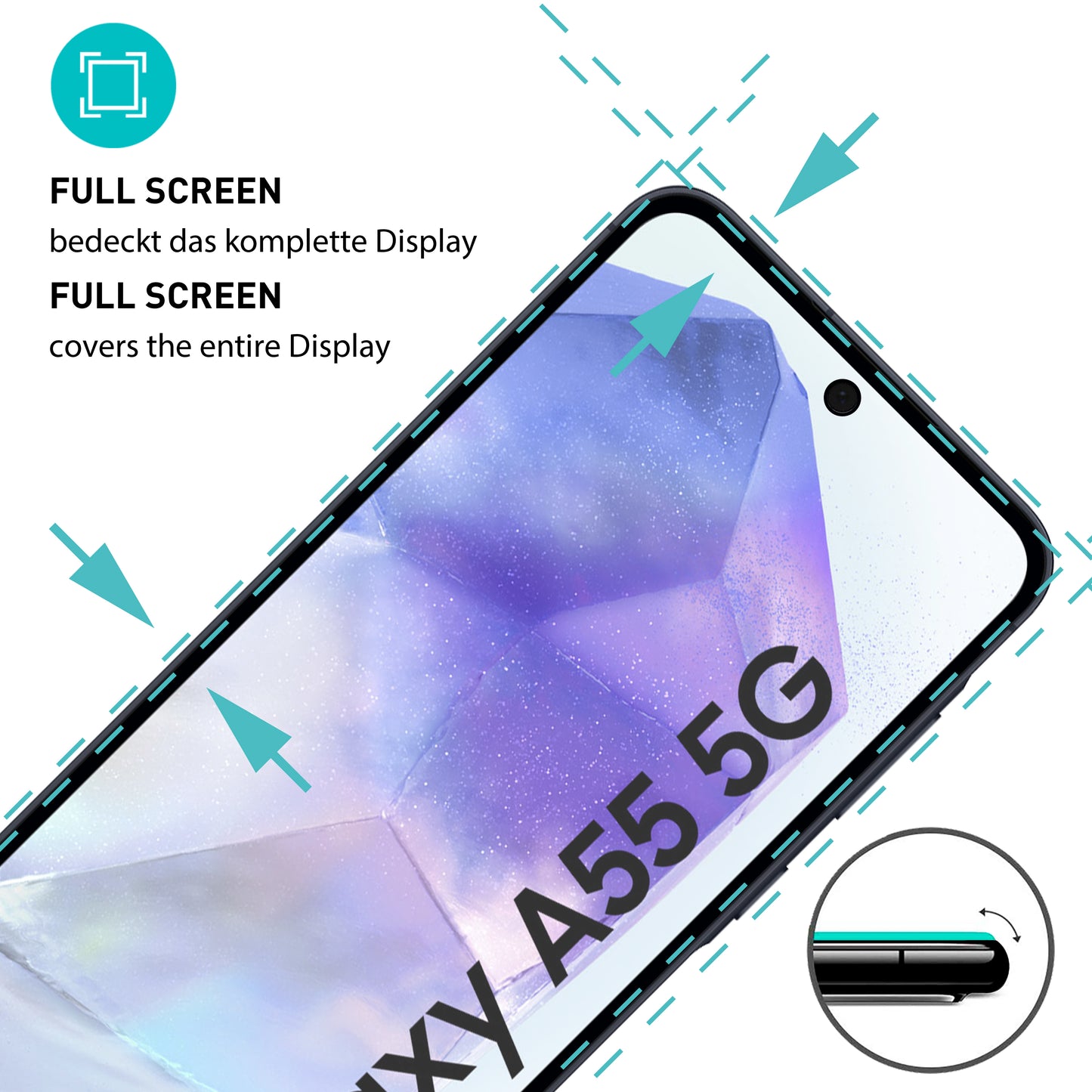 smartect Schutzglas Full Screen Matt für Samsung Galaxy A55 5G, 2 Stück