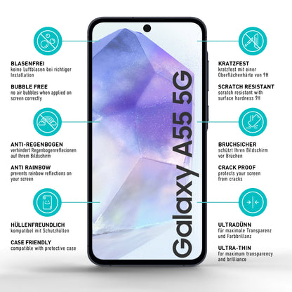 smartect Schutzglas Full Screen Matt für Samsung Galaxy A55 5G, 2 Stück