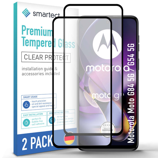 smartect Schutzglas Full Screen für Motorola Moto G84 5G / G54 5G, 2 Stück