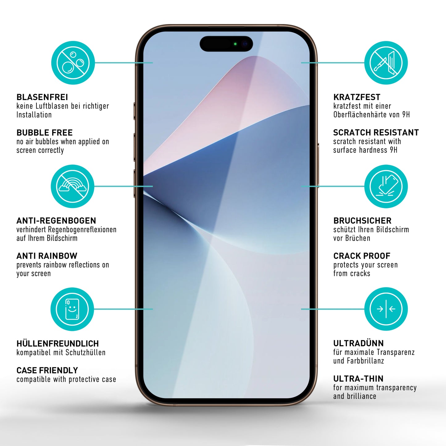 smartect Schutzglas Full Screen für Apple iPhone 17, 2 Stück + Positionierhilfe