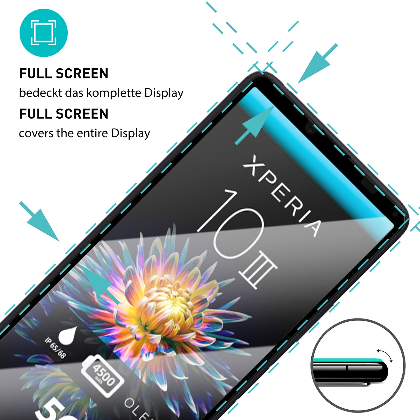 smartect Schutzglas Full Screen für Sony Xperia 10 III, 2 Stück