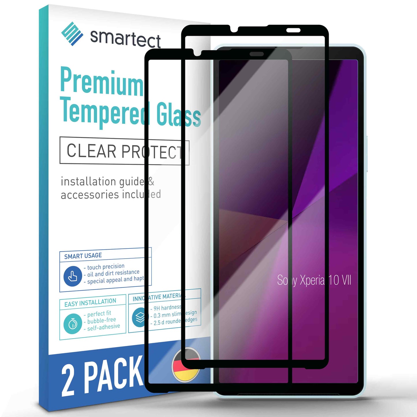 smartect Schutzglas Full Screen für Sony Xperia 10 VII (New), 2 Stück
