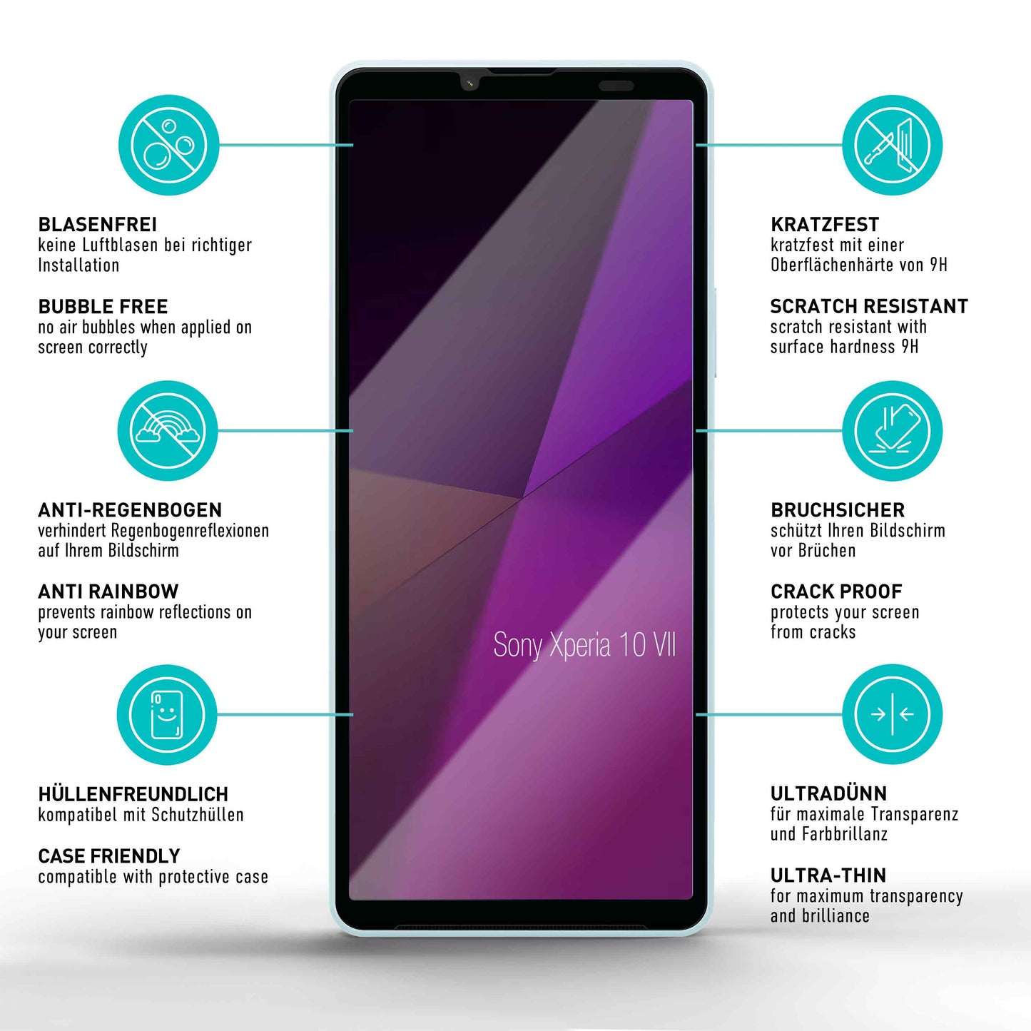 smartect Schutzglas Full Screen für Sony Xperia 10 VII (New), 2 Stück