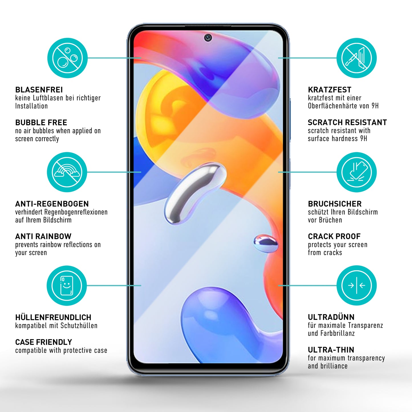 smartect Schutzglas Full Screen für Xiaomi Redmi Note 11 Pro 4G & 5G / 11 Pro+ / Poco X4 Pro, 2 Stück