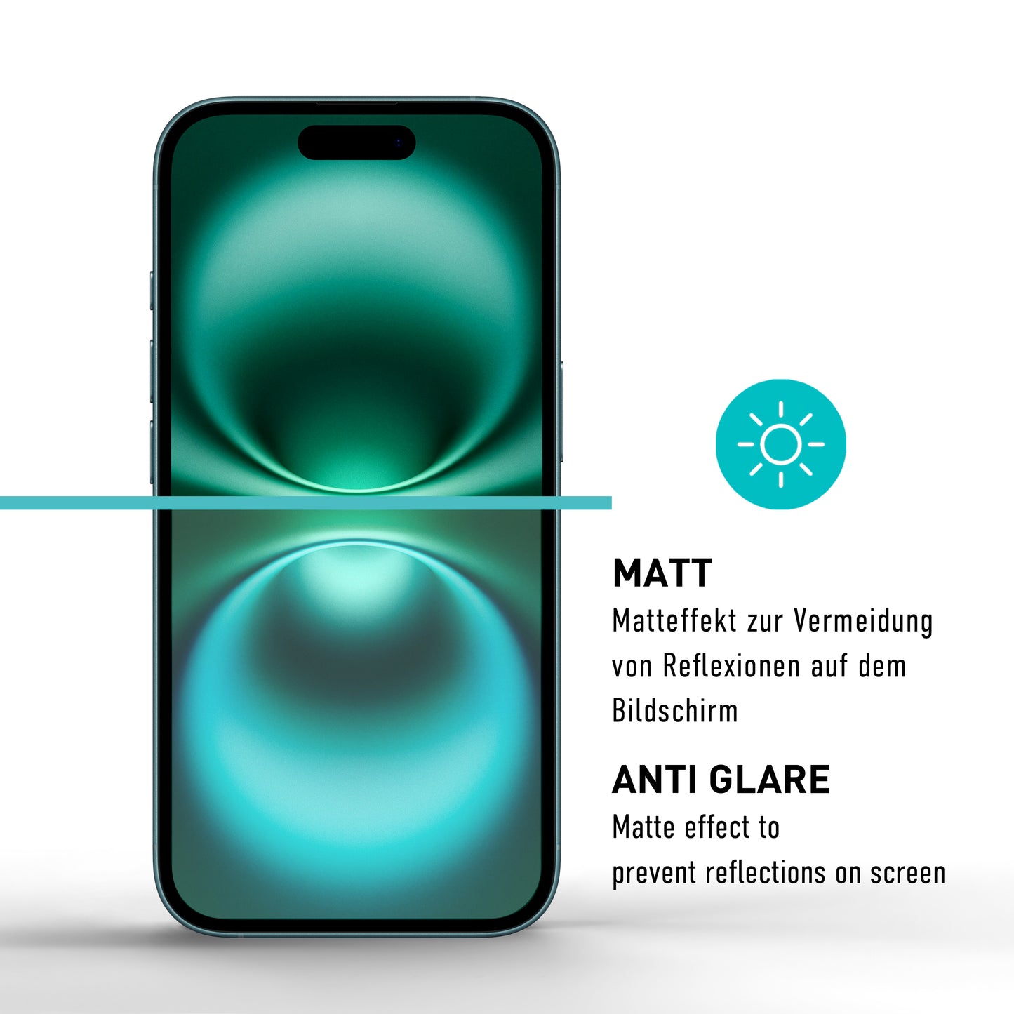 smartect Schutzglas Matt für iPhone 16, 2 Stück