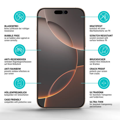 smartect Schutzglas Full Screen Matt für iPhone 16 Pro, 2 Stück