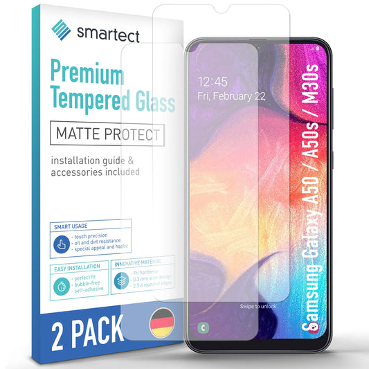 smartect Schutzglas Matt für Samsung Galaxy A50 / A50s / M30s / M31 / M21, 2 Stück