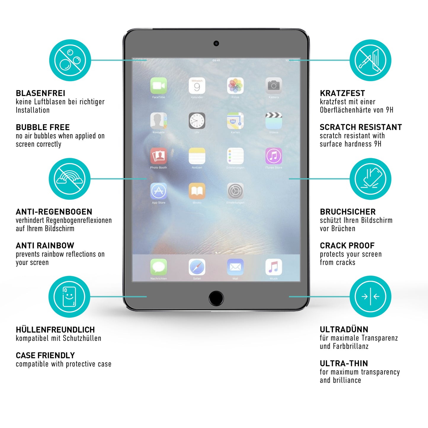 smartect Schutzglas Matt für iPad mini 5 / mini 4, 2 Stück