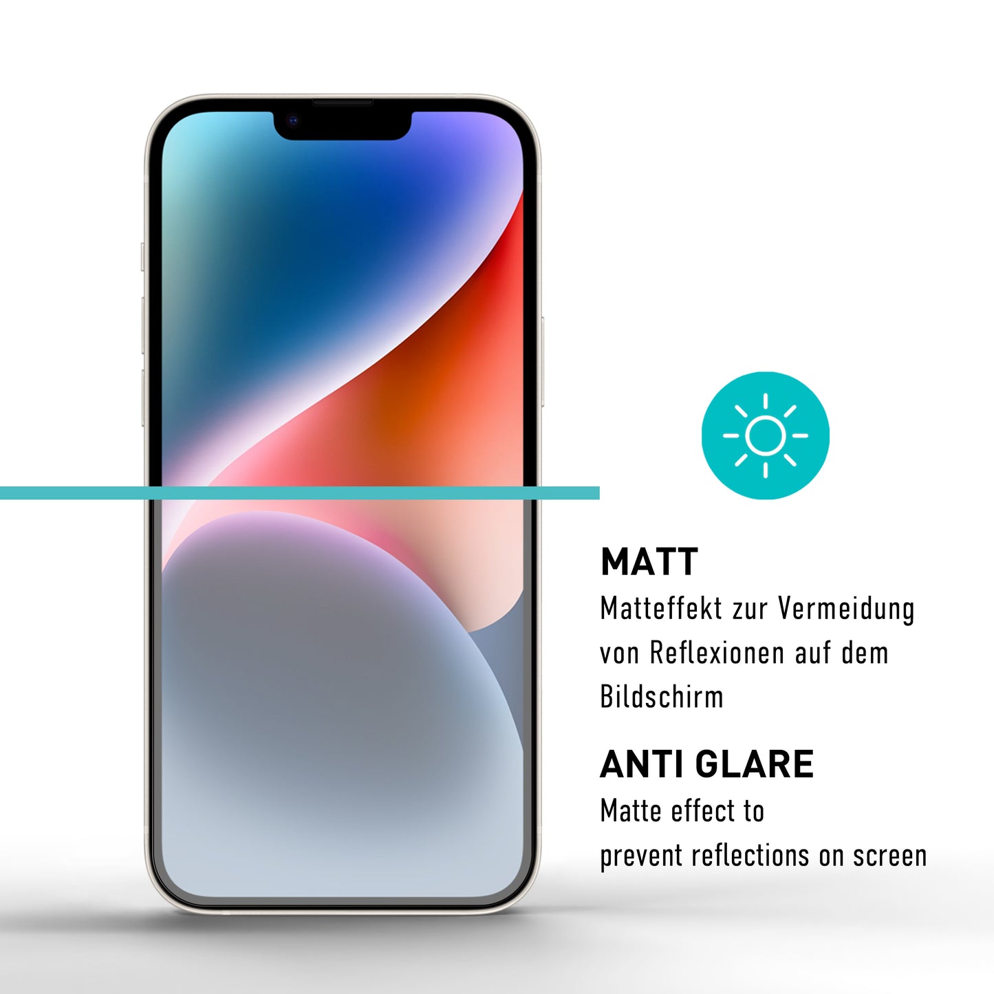 smartect Schutzglas Matt für iPhone 14, 2 Stück