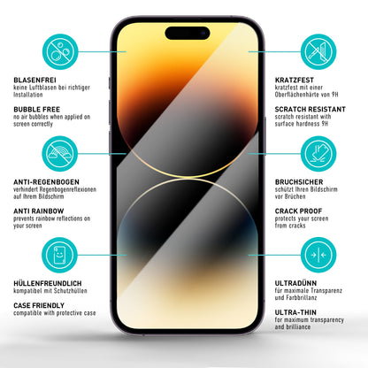smartect Protective Glass Full Screen Matt for iPhone 14 Pro, 2 Pack