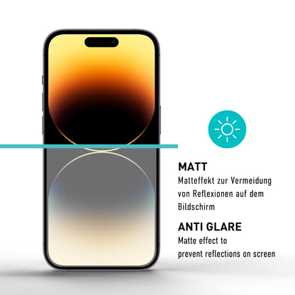 smartect Schutzglas Full Screen Matt für iPhone 14 Pro, 2 Stück