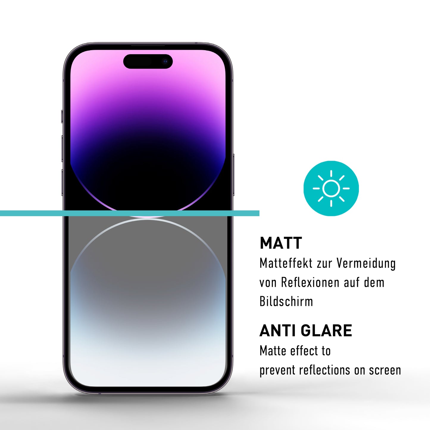 smartect Schutzglas Full Screen Matt für iPhone 14 Pro Max, 2 Stück