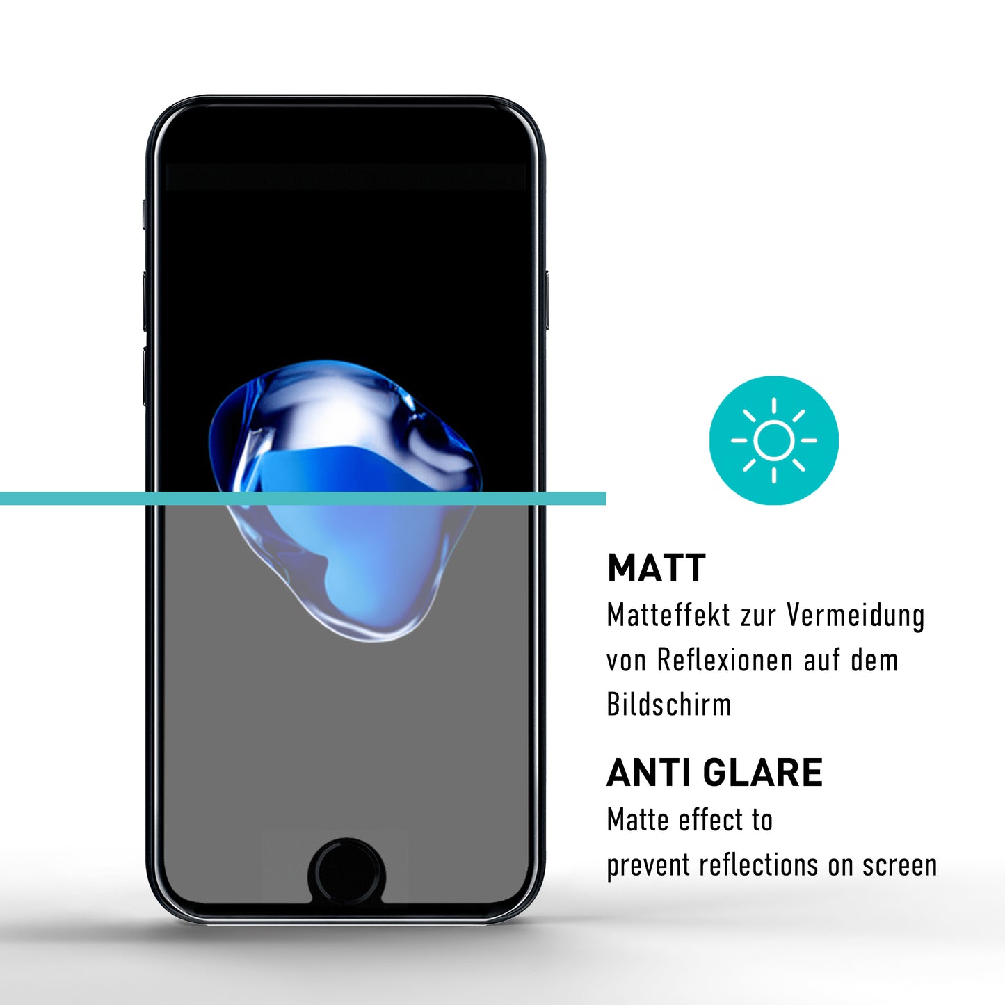 smartect Schutzglas Matt für Apple iPhone 8 / iPhone 7 / iPhone 6 / 6s, 2 Stück