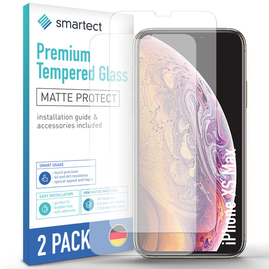 smartect Schutzglas Matt für iPhone XS Max, 2 Stück