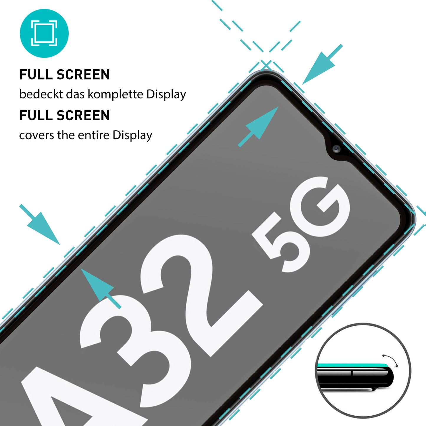 smartect Schutzglas Full Screen Matt für Samsung Galaxy A32 5G, 2 Stück