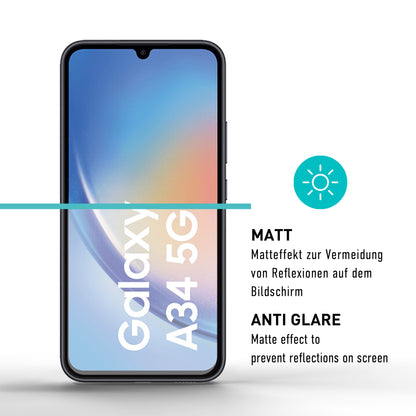 smartect Schutzglas Full Screen Matt für Samsung Galaxy A34 5G, 2 Stück