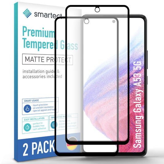 smartect Schutzglas Full Screen Matt für Samsung Galaxy A53 5G, 2 Stück