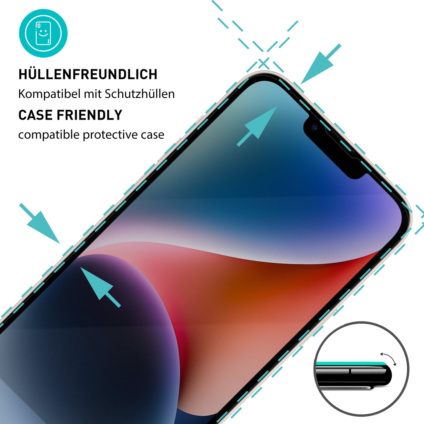 smartect Schutzglas Privacy für iPhone 14, 2 Stück + Positionierhilfe