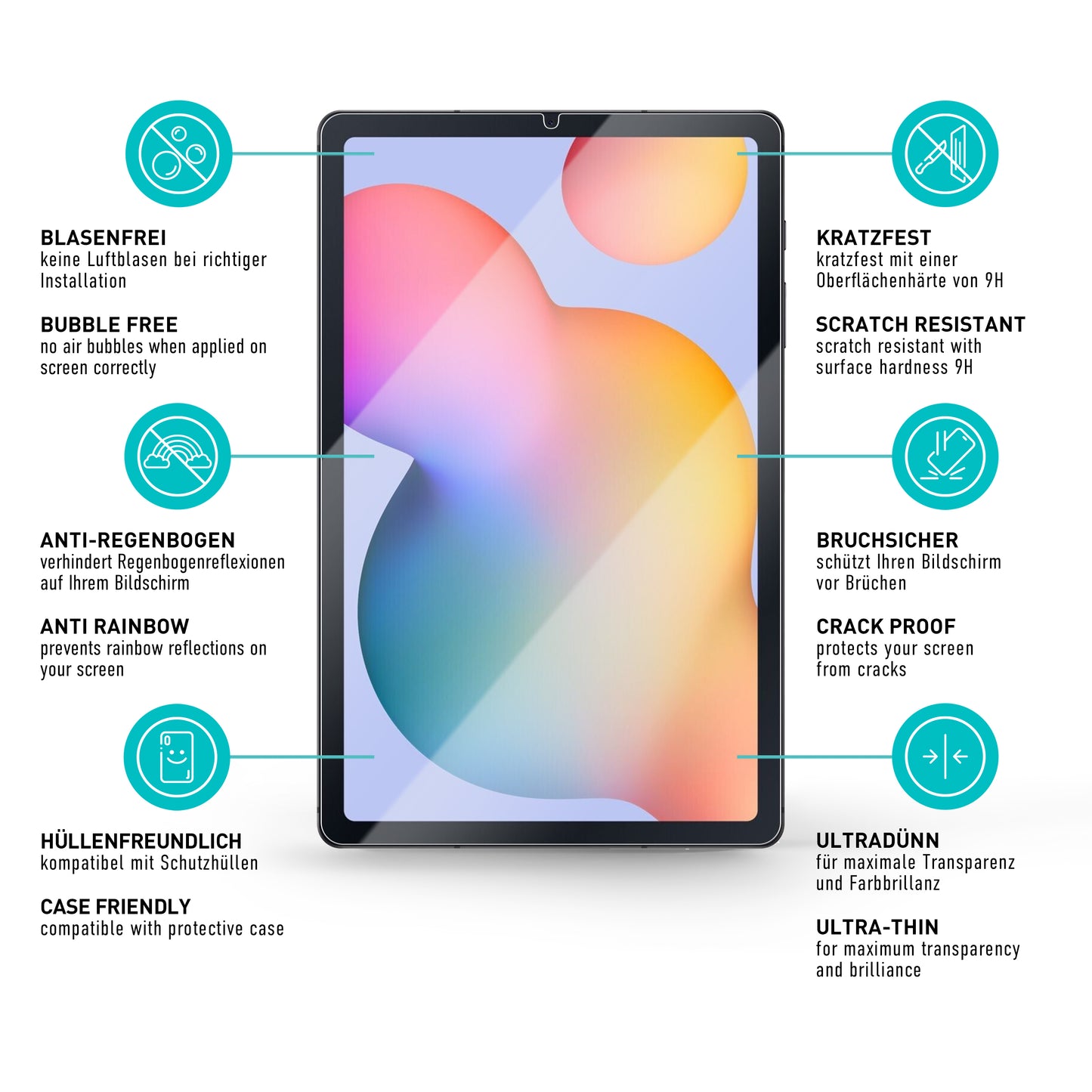 smartect Schutzglas Klar für Galaxy Tab S6 Lite 10.4"(2024/2022/2020), 2 Stück