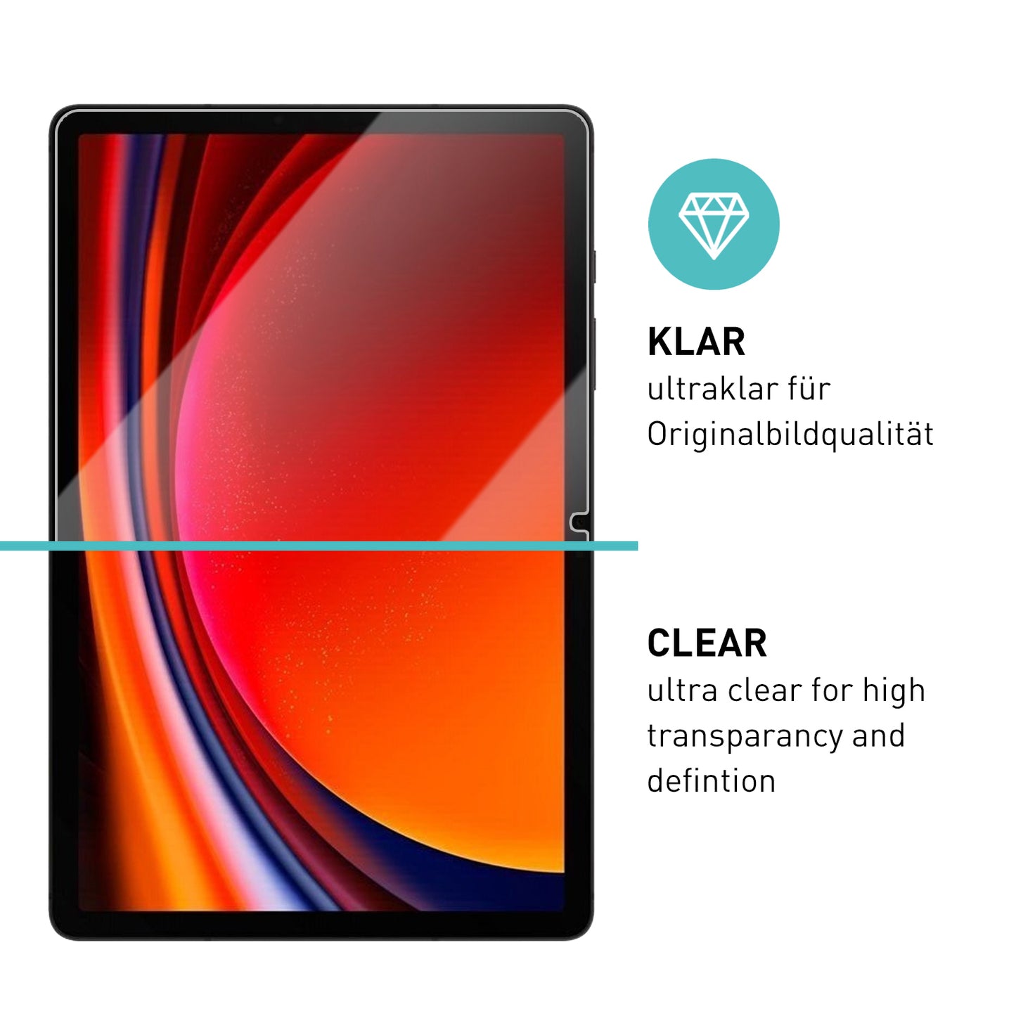 smartect Schutzglas Klar für Samsung Galaxy Tab S9, 2 Stück