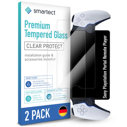 smartect Schutzglas Klar für Sony Playstation Portal Remote Player, 2 Stück