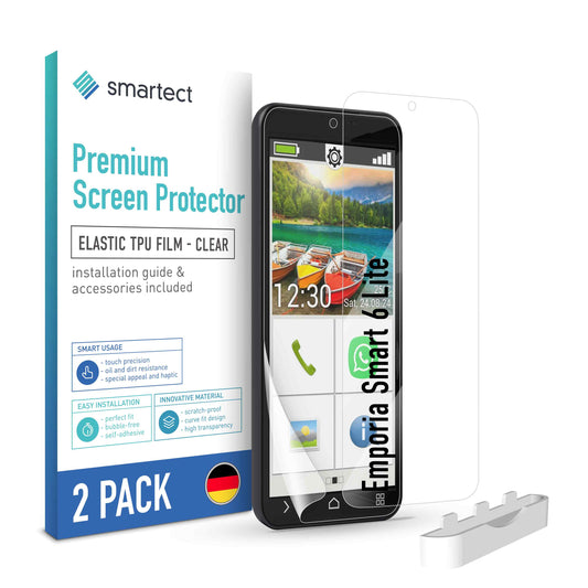 smartect TPU Schutzfolie Klar für Emporia Smart 6 Lite, 2 x Front