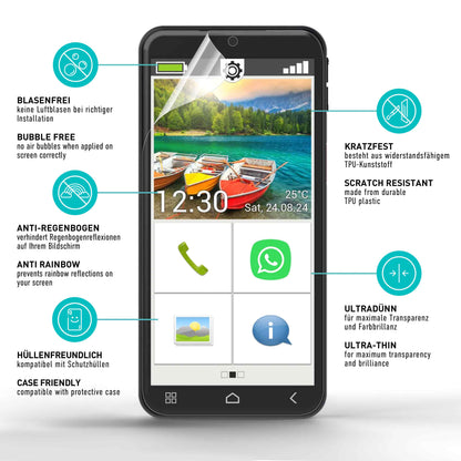smartect TPU Schutzfolie Klar für Emporia Smart 6 Lite, 2 x Front