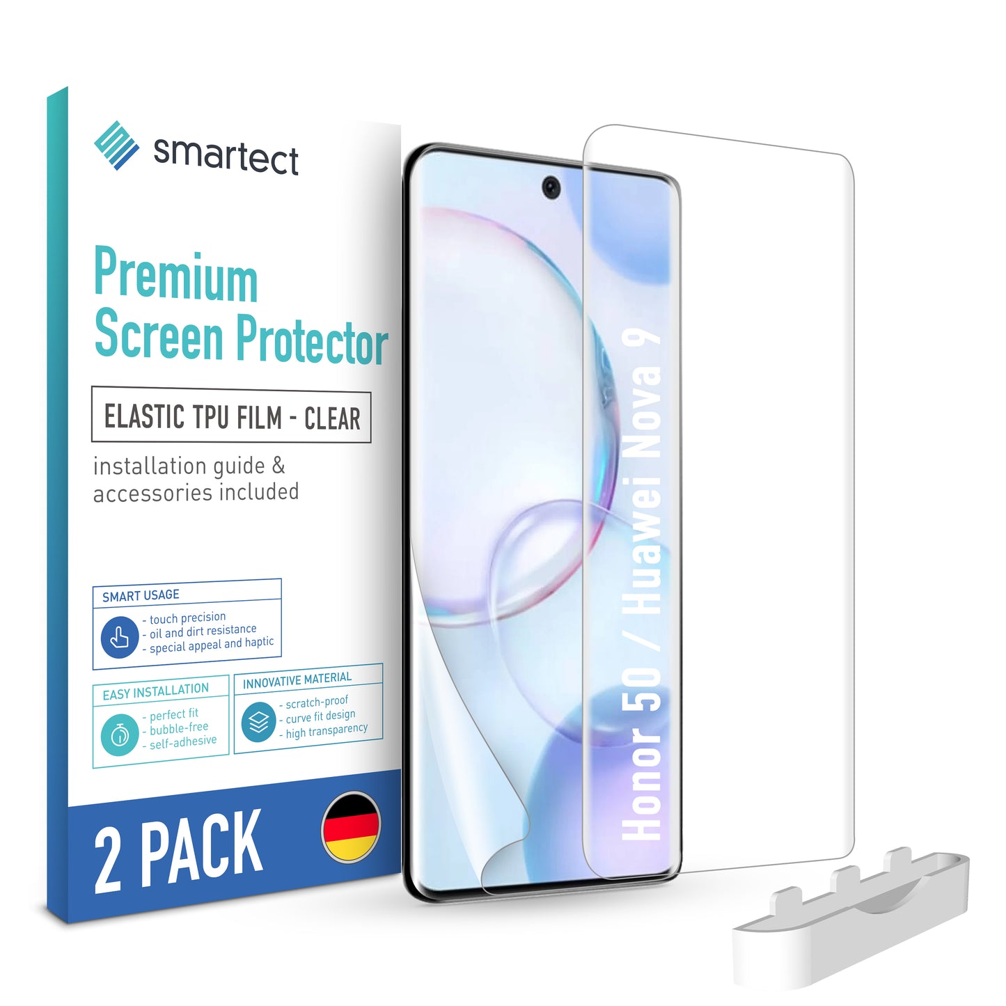 smartect TPU Schutzfolie Klar für Honor 50 / Huawei Nova 9, 2 x Front