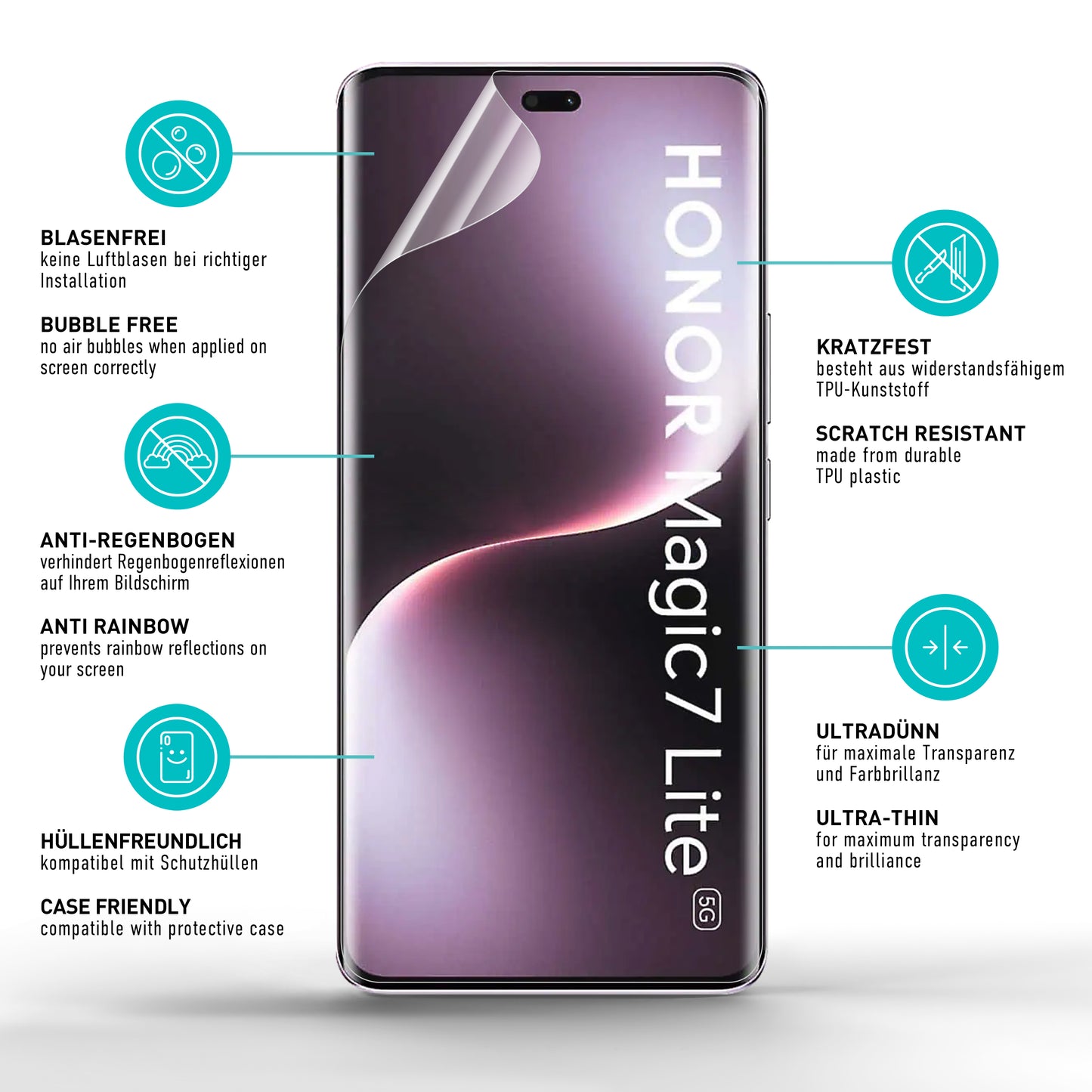 smartect TPU Schutzfolie Klar für Honor Magic 7 Lite, 2 x Front