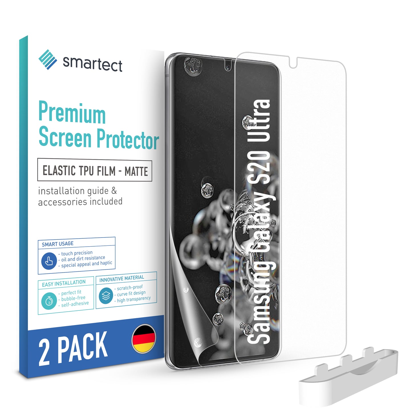 smartect TPU Schutzfolie Matt für Samsung Galaxy S20 Ultra, 2 x Front