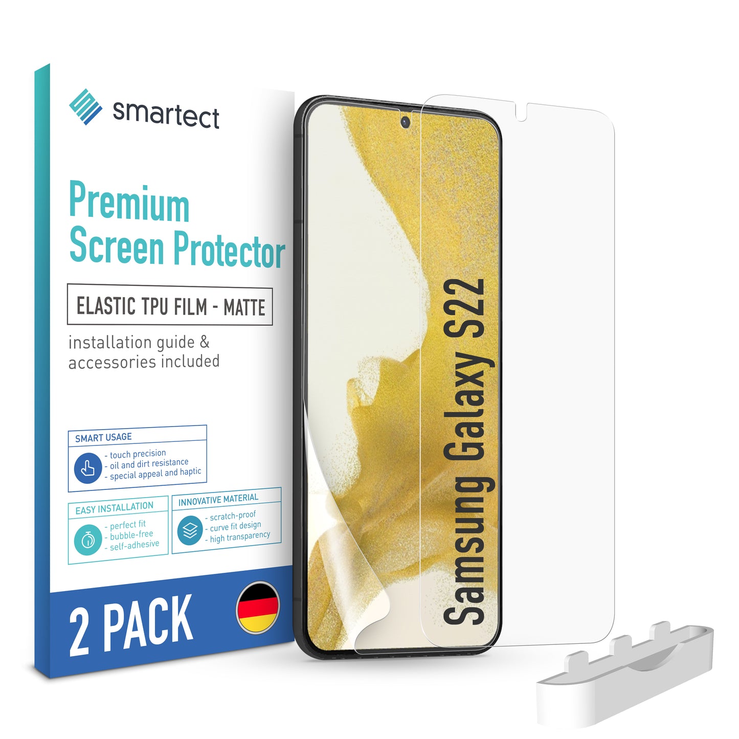 smartect TPU Schutzfolie Matt für Samsung Galaxy S22, 2 x Front