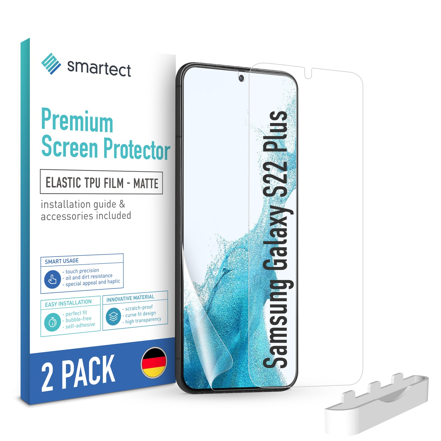 smartect TPU Schutzfolie Matt für Samsung Galaxy S22 Plus, 2 x Front