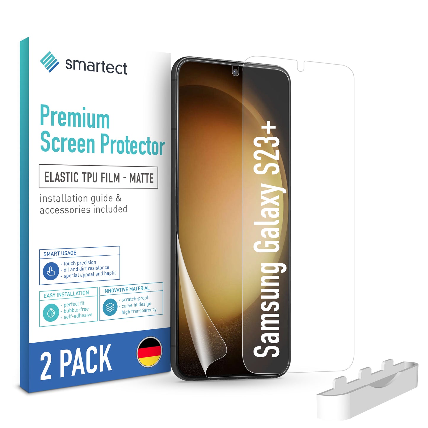 smartect TPU Schutzfolie Matt für Samsung Galaxy S23 Plus, 2 x Front