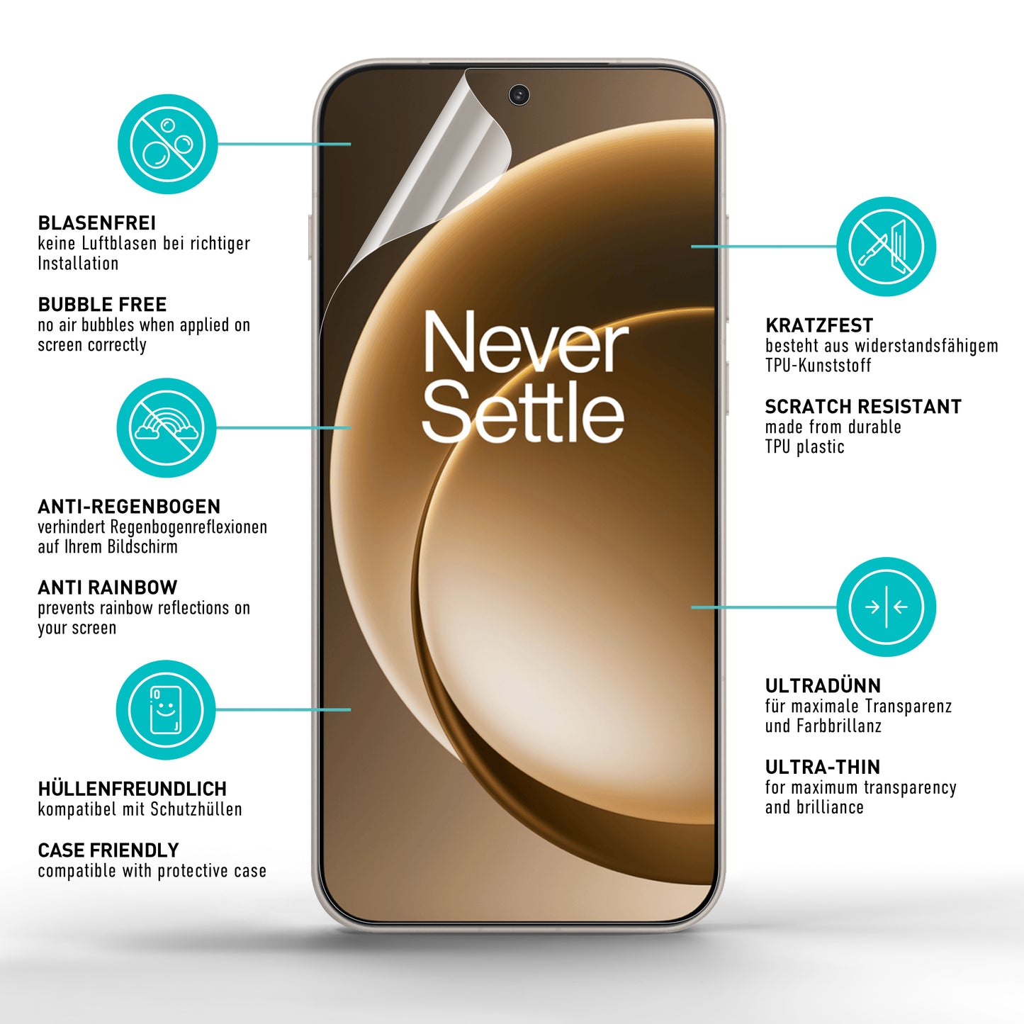 smartect TPU Schutzfolie Klar für OnePlus 15, 2 x Front