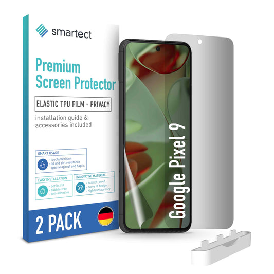 smartect TPU Schutzfolie Privacy für Google Pixel 9, 2 x Front