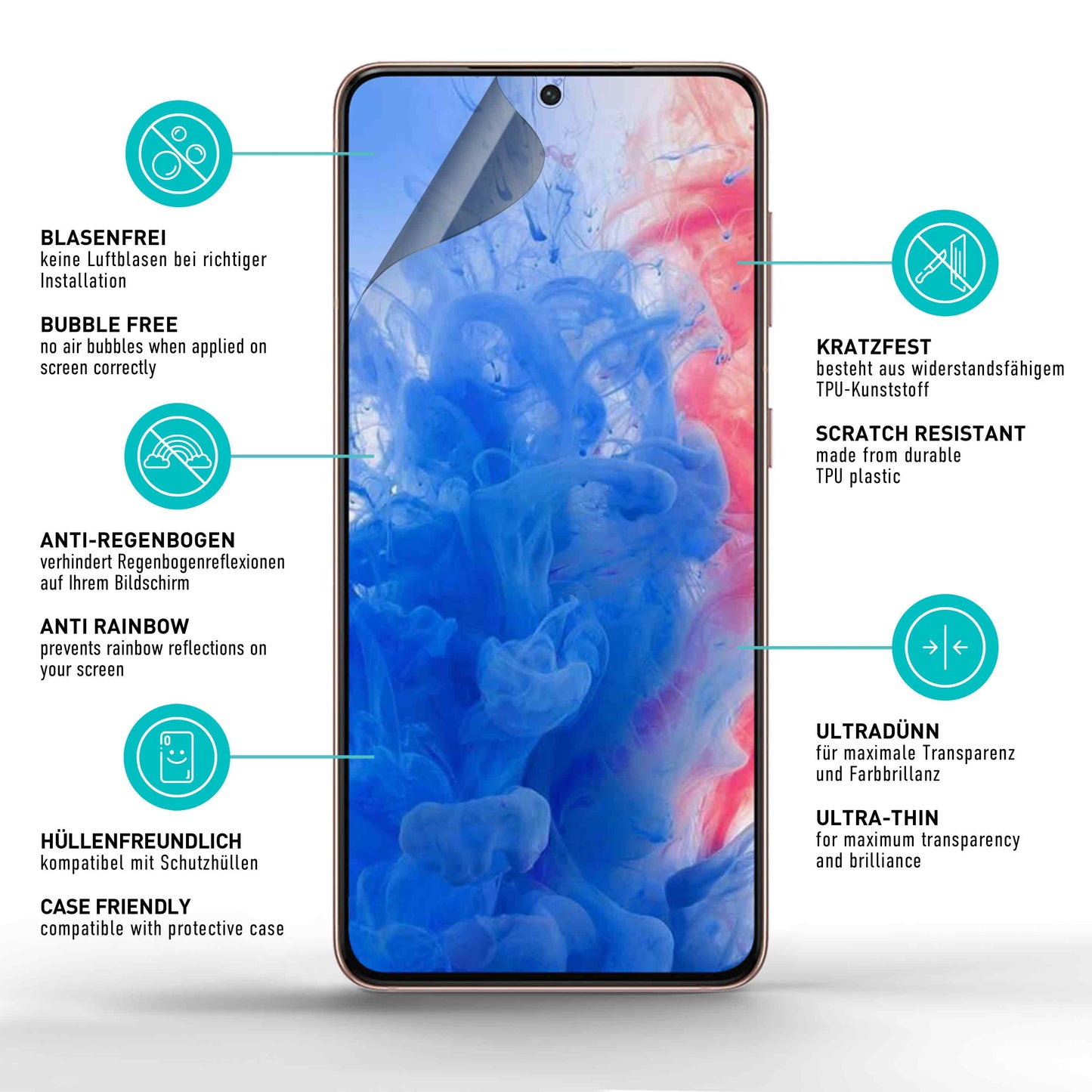 smartect TPU Schutzfolie Privacy für Samsung Galaxy S21, 2 x Front