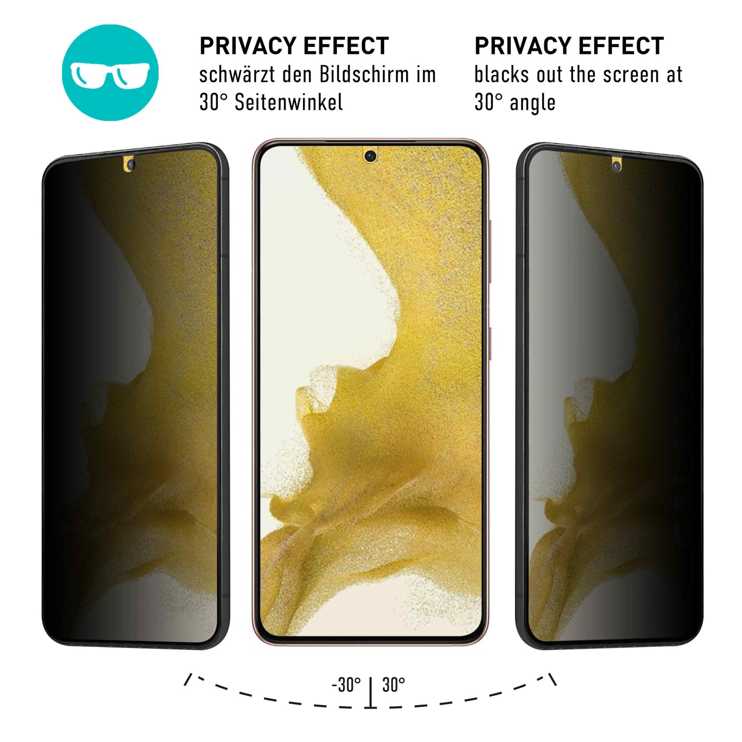 smartect TPU Schutzfolie Privacy für Samsung Galaxy S22, 2 x Front